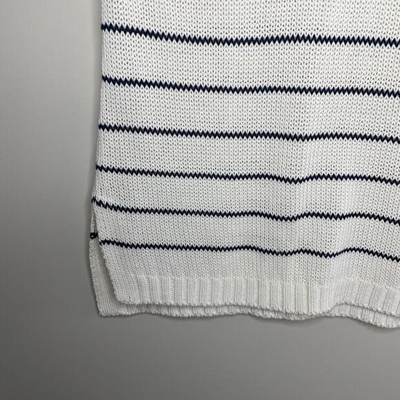 MADEWELL Sweater Vest Women M Puff-Trim Cotton Linen Pullover NEW Stripe NQ977 - Picture 6 of 14